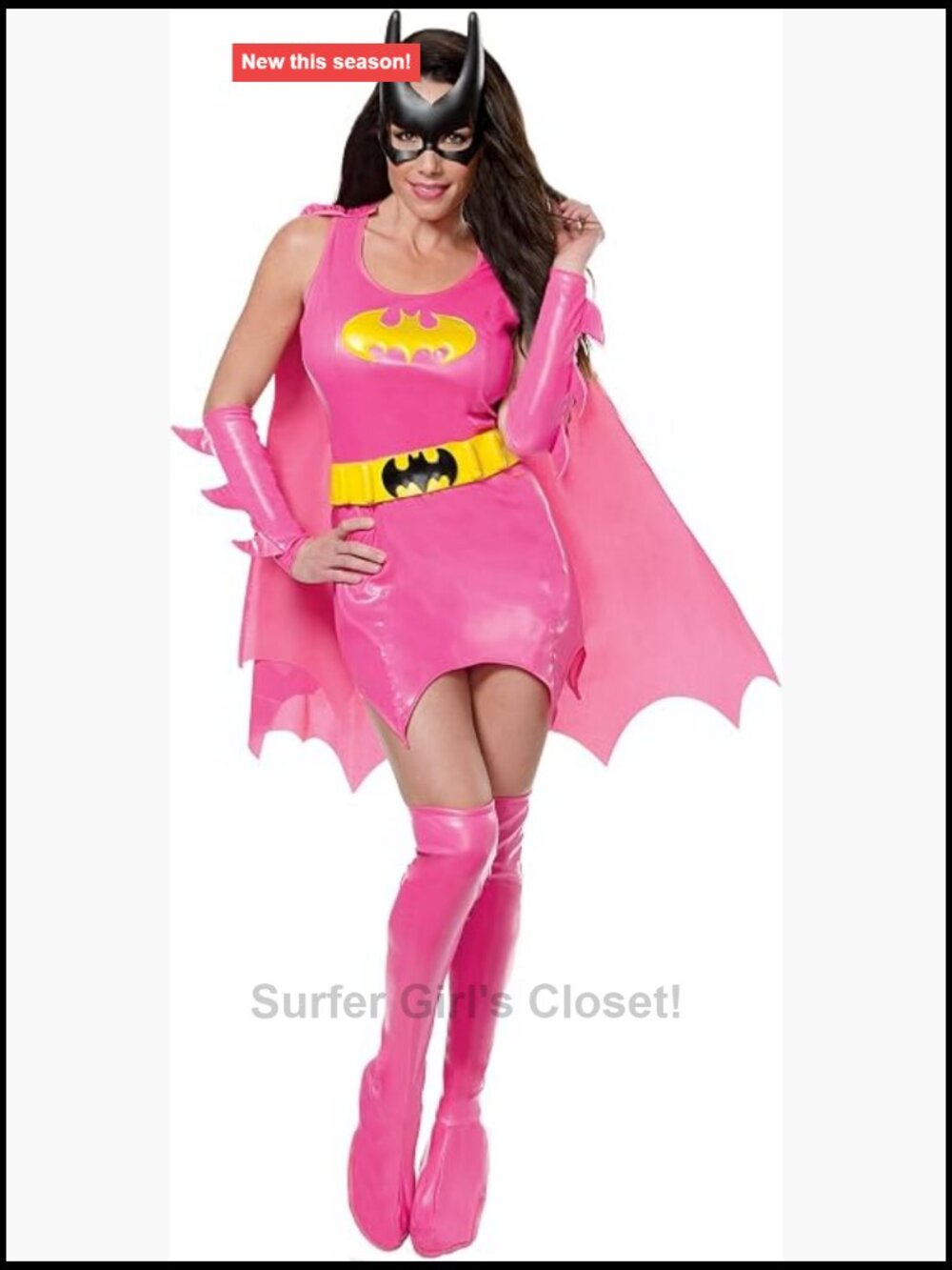 Batgirl Halloween Costume Dress with Cape, Mask, Belt & Boot Tops, Officially